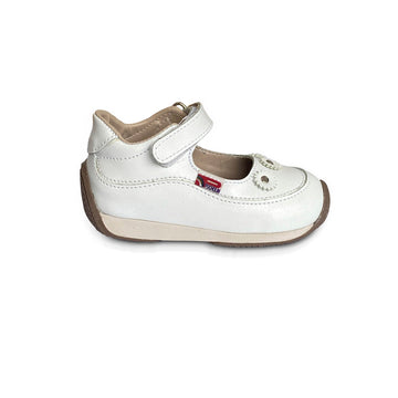 Zapatos de bebé con flor y niña Pocholin león blanco