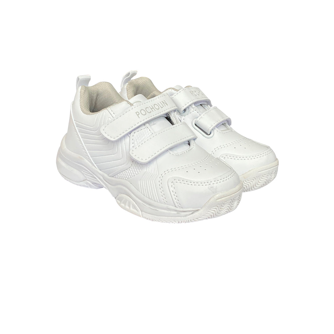 Zapatos Deportivos Colegial de cierre mágico unisex Pocholin BLANCO (INCLUYE CARTUCHERA)