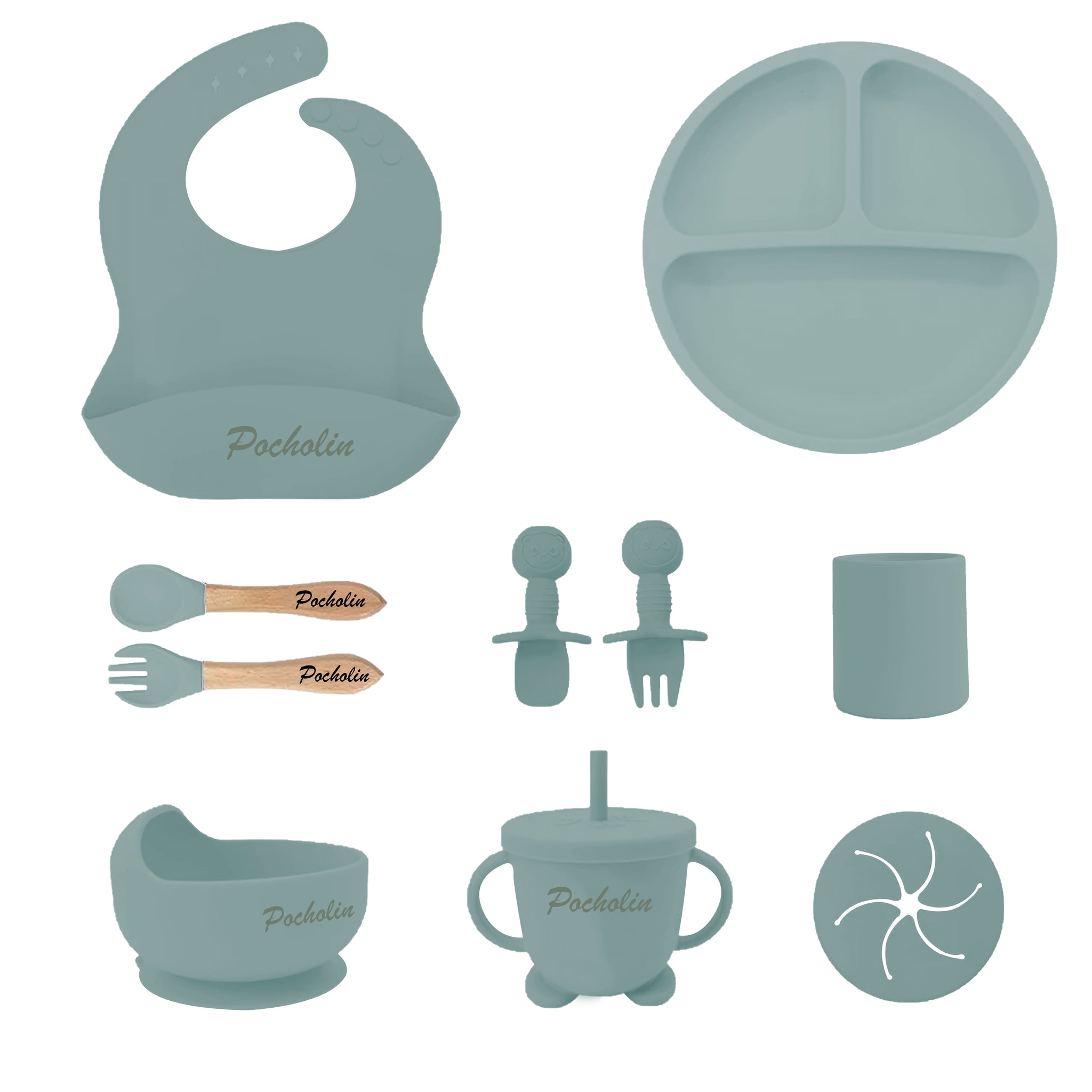 Set para Comer de Silicona para Bebés Azul