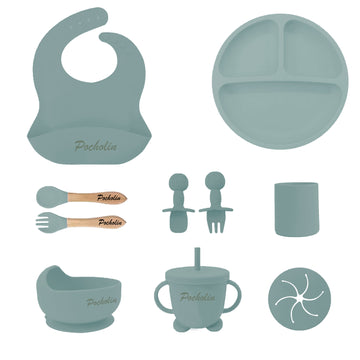 Set para Comer de Silicona para Bebés Azul