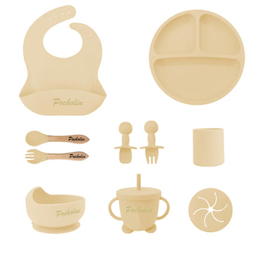 Set para Comer de Silicona para Bebés Beige