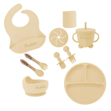 Set para Comer de Silicona para Bebés Beige