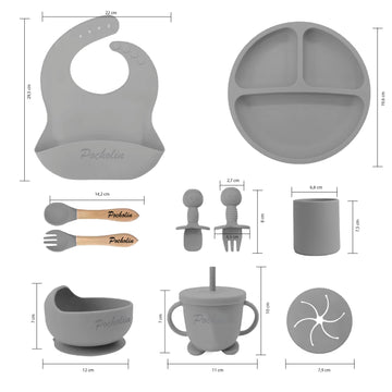Set para Comer de Silicona para Bebés Gris